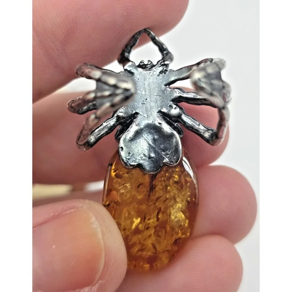 Baltic Amber‎ Sterling Silver Spider 925 Ring Size 7 Adjustable 10 g NWOT